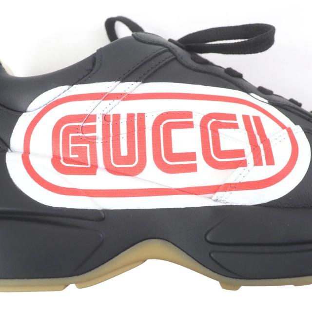 未使用品□GUCCI グッチ 523609 ライトン ロゴ入り レザー ローカットスニーカー ダッドシューズ ブラック 6.5 箱・保存袋付 イタリア製_6