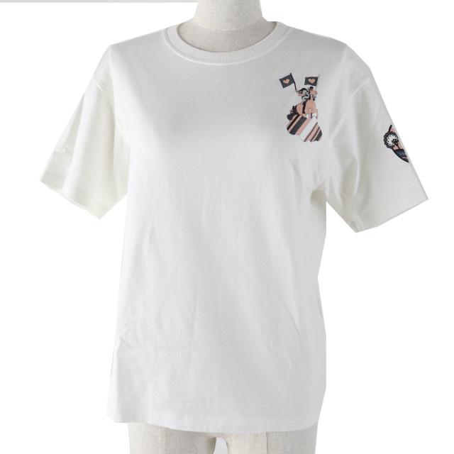 極美品◎HERMES エルメス 22SS 2E4602DU FAUBOURG RAINBOW フォーブルレインボー カルトゥッシュ マイクロ 半袖Ｔシャツ ホワイト 34