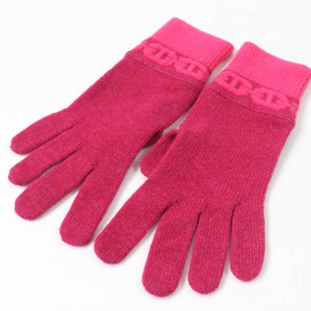 極美品☆HERMES エルメス H232006G HEAVEN ヘヴン ローズ・エクストレーム カシミヤ シェーヌダンクル ニットグローブ 手袋 M レディース