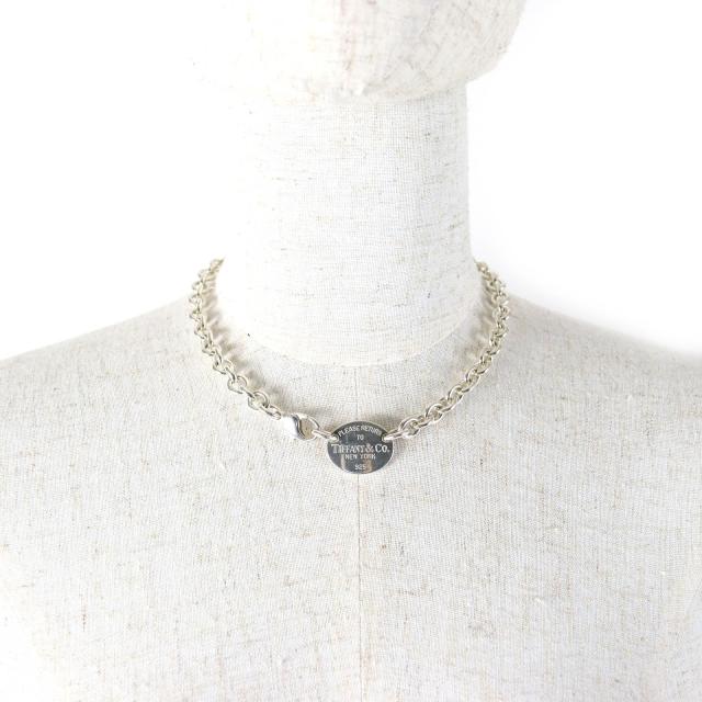 美品△TIFFANY&Co. ティファニー リターントゥティファニー オーバルタグ チョーカー ネックレス アクセサリー SV925 シルバー 重量53.2g_4