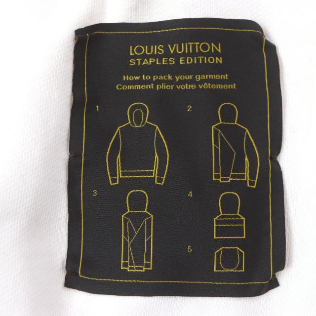 良品▼ルイヴィトン 2022年製 ステープルズエディション ロゴプレート・フード付き インサイドアウト  プルオーバー パーカー M　正規品 良品▽ルイヴィトン 2022年製 ステープルズエディション ロゴプレート