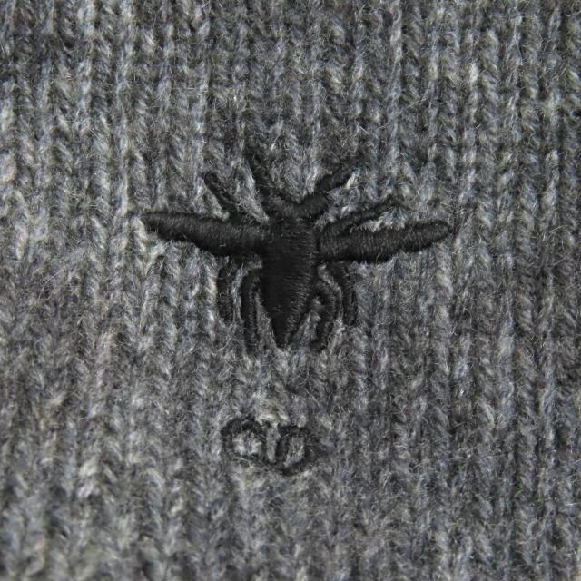 極美品★Christian Dior クリスチャンディオール カシミヤ100％ Bee刺繍 アーガイル柄 Vネック 長袖 ニット マルチ 40 正規品 レディース_4