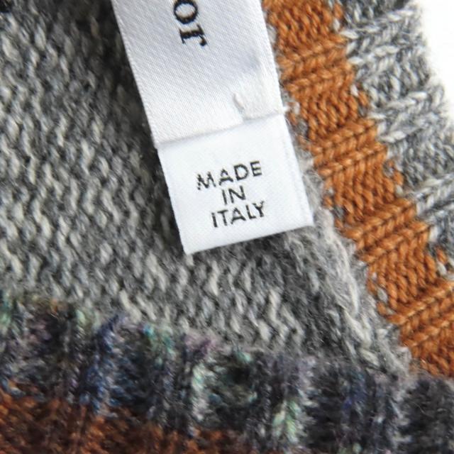 極美品★Christian Dior クリスチャンディオール カシミヤ100％ Bee刺繍 アーガイル柄 Vネック 長袖 ニット マルチ 40 正規品 レディース_6