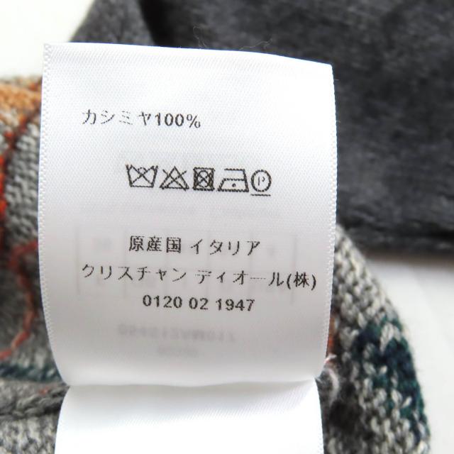 極美品★Christian Dior クリスチャンディオール カシミヤ100％ Bee刺繍 アーガイル柄 Vネック 長袖 ニット マルチ 40 正規品 レディース_8