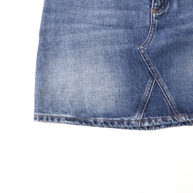 美品★Christian Dior クリスチャンディオール 422J21A3830 コットン100％ ロゴパッチ付 台形 デニム ミニスカート インディゴ 40 正規品 美品☆Christian Dior クリスチャンディオール 422J21A3830 コットン