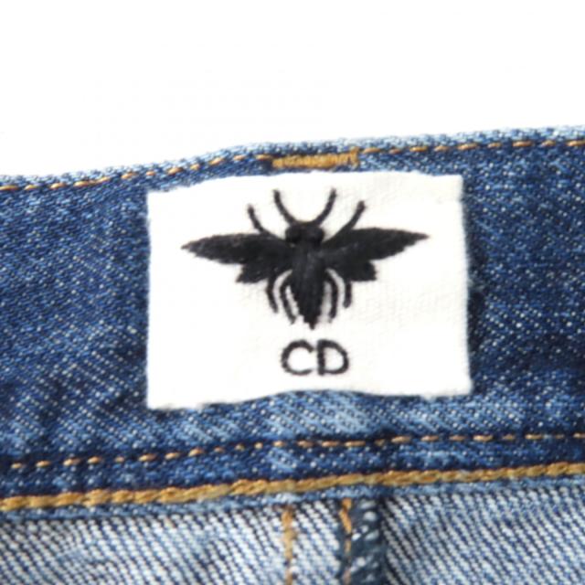 美品★Christian Dior クリスチャンディオール 422J21A3830 コットン100％ ロゴパッチ付 台形 デニム ミニスカート インディゴ 40 正規品