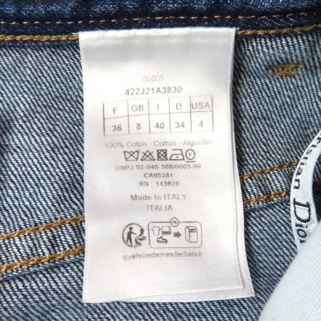 美品★Christian Dior クリスチャンディオール 422J21A3830 コットン100％ ロゴパッチ付 台形 デニム ミニスカート インディゴ 40 正規品