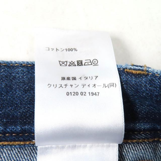 美品★Christian Dior クリスチャンディオール 422J21A3830 コットン100％ ロゴパッチ付 台形 デニム ミニスカート インディゴ 40 正規品