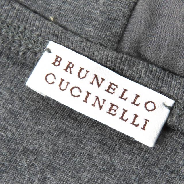 美品△Brunello Cucinelli ブルネロクチネリ シルクチュールカラー切替 ノースリーブカットソー ロングジレ ベスト グレー S 伊製 正規品_5