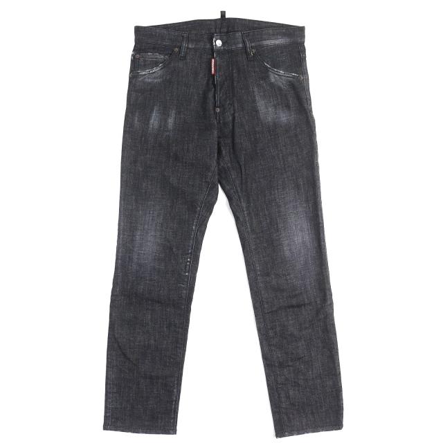 美品△DSQUARED2 ディースクエアード 23SS S74LB1227 COOL GUY JEANS ロゴワッペン ダメージ加工 ボタンフライ デニムパンツ 46 正規品