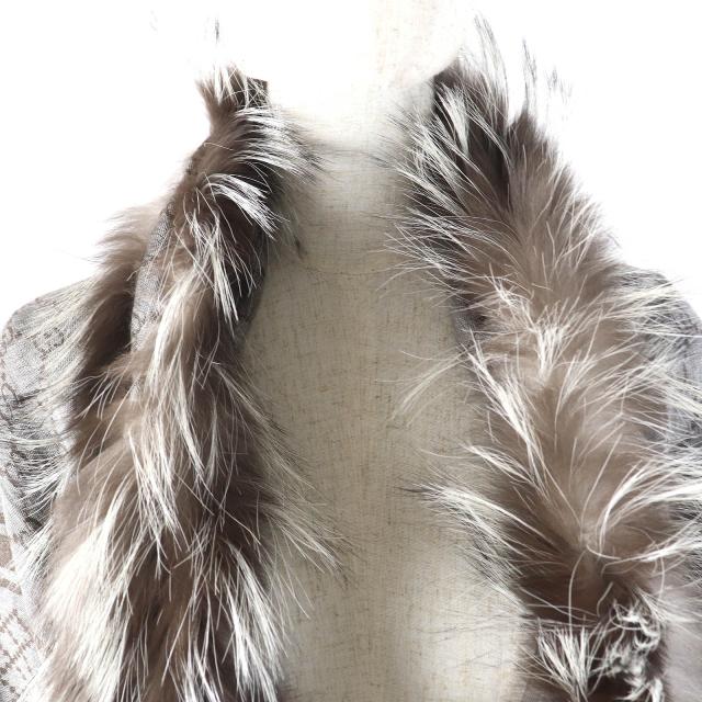 美品△GUCCI グッチ 254017 ウール シルク フォックスファー GG柄  