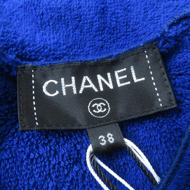 未使用品☆CHANEL シャネル 19M P61782V42943 COCO BEACH コットン100％ パイル地 ノースリーブ トップス ブルー 38 伊製 レディース_6