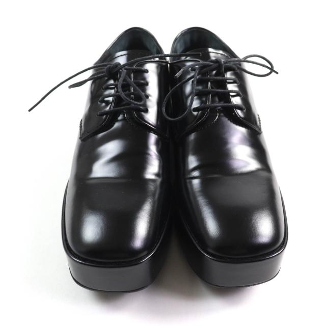美品★PRADA プラダ バックロゴ プラットフォーム レースアップ レザー シューズ ブラック 35.5 箱・保存袋付き イタリア製 レディース_3