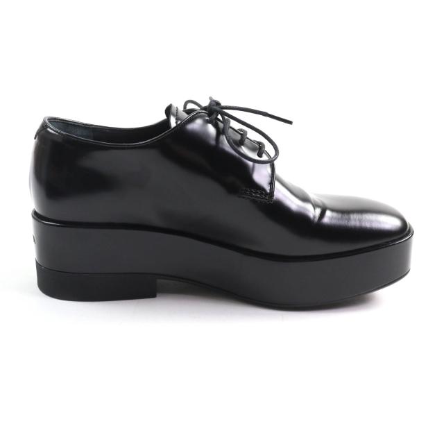 美品★PRADA プラダ バックロゴ プラットフォーム レースアップ レザー シューズ ブラック 35.5 箱・保存袋付き イタリア製 レディース_5
