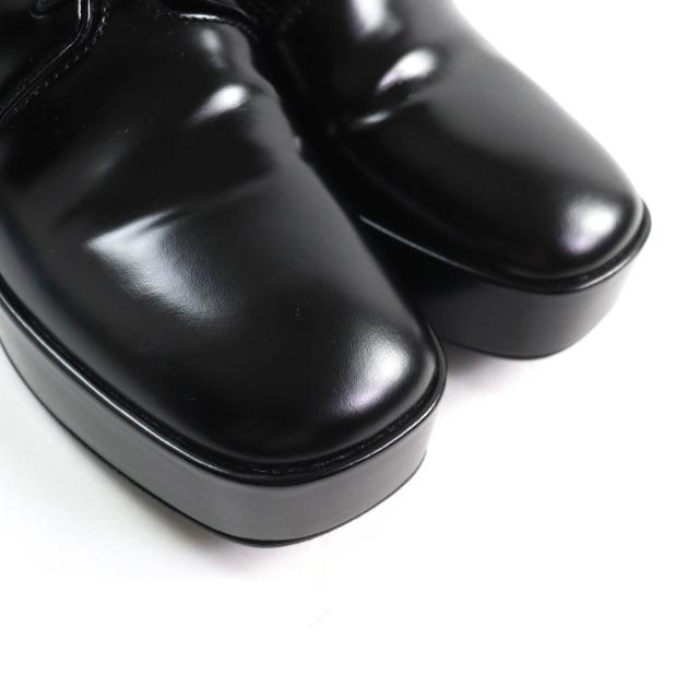 美品★PRADA プラダ バックロゴ プラットフォーム レースアップ レザー シューズ ブラック 35.5 箱・保存袋付き イタリア製 レディース_7