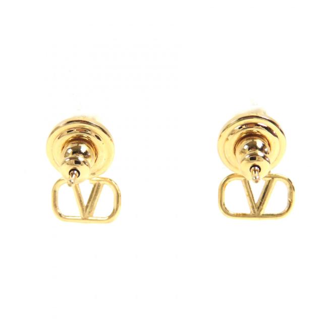 極美品△Valentino Garavani ヴァレンティノガラヴァーニ ZW2J0H29YCW スワロフスキー Vロゴ シグネチャー ピアス ゴールド 箱・袋付き_2