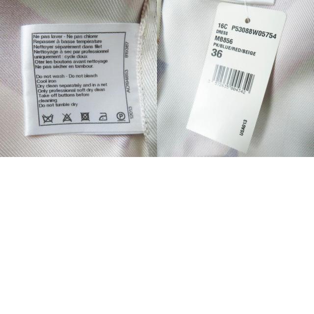 未使用品◎CHANEL シャネル P53088 16C シルク100％ ココマーク柄 半袖 ワンピース ピンク ブルー レッド ベージュ 36 フランス製_9