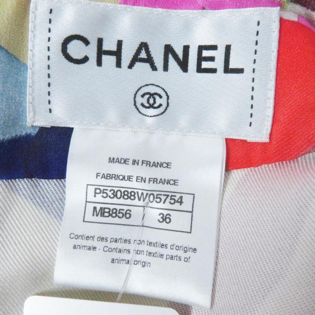 未使用品◎CHANEL シャネル P53088 16C シルク100％ ココマーク柄 半袖 ワンピース ピンク ブルー レッド ベージュ 36 フランス製_7