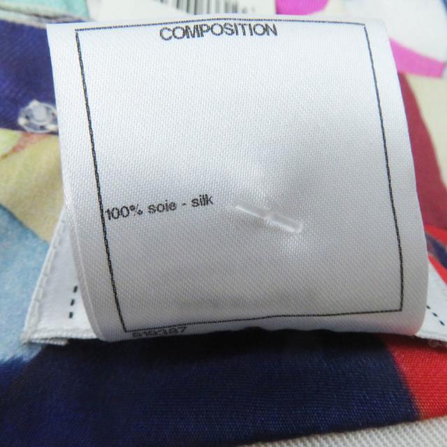 未使用品◎CHANEL シャネル P53088 16C シルク100％ ココマーク柄 半袖 ワンピース ピンク ブルー レッド ベージュ 36 フランス製_8