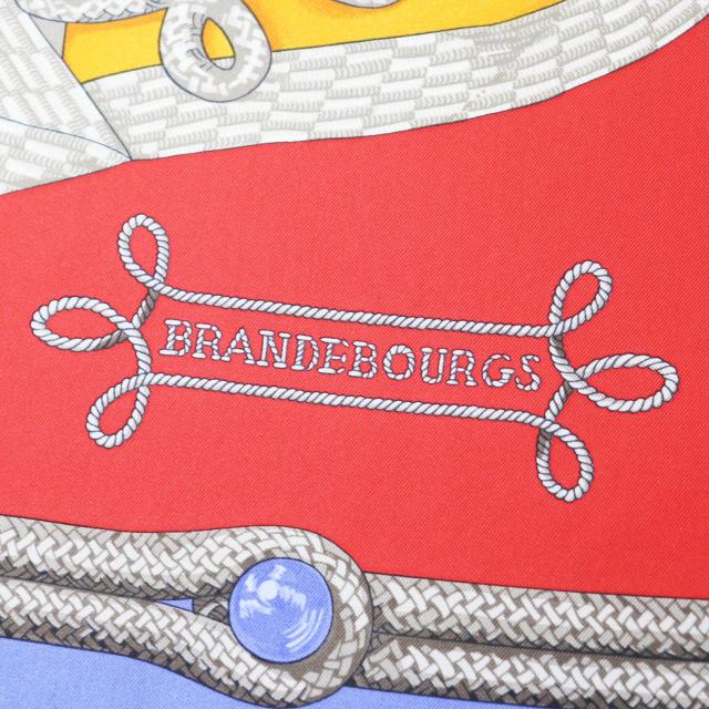 未使用品◎HERMES エルメス カレ90 Galons et Brandebourgs 飾緒とブランデンブルク飾り シルク BL-LAVANDE F／ROUGE スカーフ 箱 正規品_7