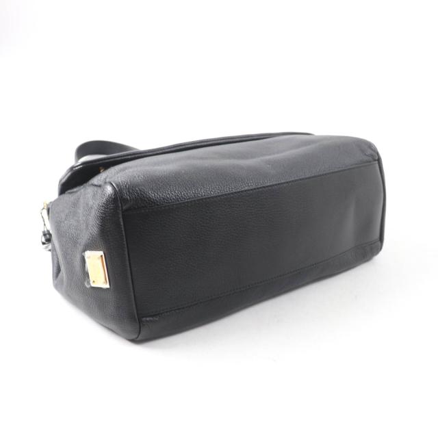未使用品★DOLCE&GABBANA ドルチェ＆ガッバーナ シシリー がま口チャーム・ロゴ金具付 レザー 2way ハンド・トートバッグ ブラック 袋付