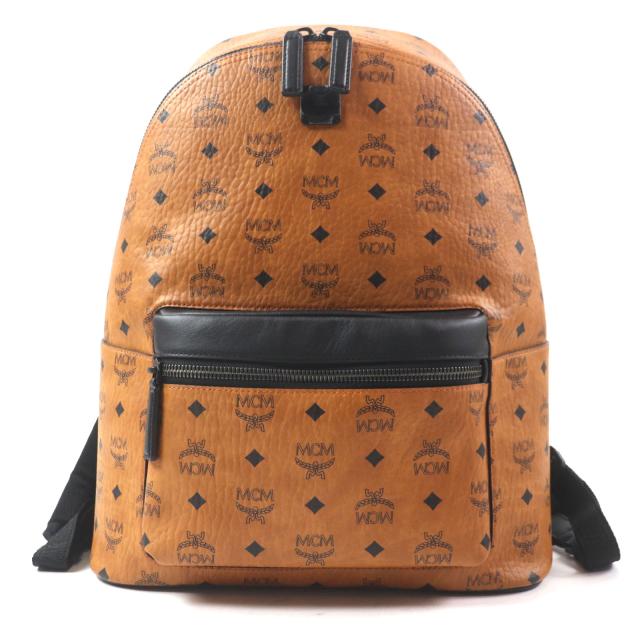 未使用品▼MCM エム・シー・エム MMKCSVE01CO001 Stark Backpack in Visetos スターク バックパック ヴィセトス ミディアム コニャック