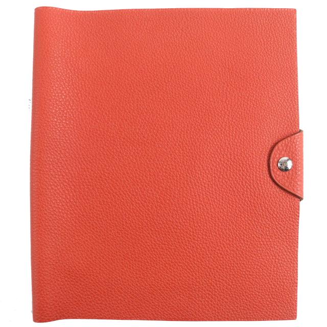 美品△HERMES エルメス ユリス MM シルバー金具 トゴ レザー ノートカバー 手帳カバー サンギーヌ □O刻印 フランス製 レディース