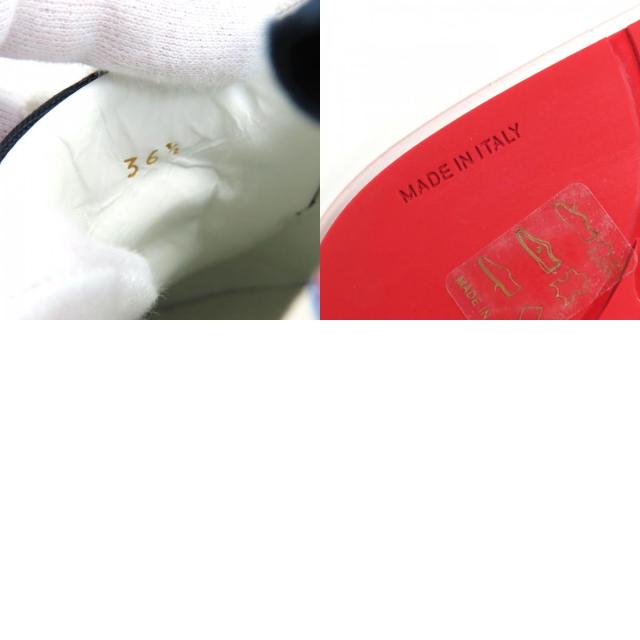 未使用品△Christian Louboutin クリスチャンルブタン HAPPYRUI ボーダー キャンバス レザー使い ローカットスニーカー 36.5 イタリア製_9
