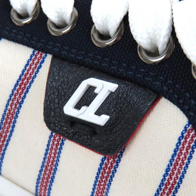 未使用品△Christian Louboutin クリスチャンルブタン HAPPYRUI ボーダー キャンバス レザー使い ローカットスニーカー 36.5 イタリア製_7