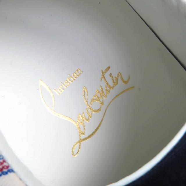 未使用品△Christian Louboutin クリスチャンルブタン HAPPYRUI ボーダー キャンバス レザー使い ローカットスニーカー 36.5 イタリア製_8