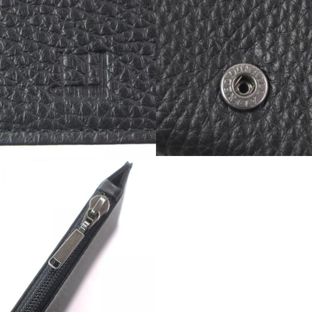 極美品▼Dunhill ダンヒル ロゴ金具 トラベルポーチ オーガナイザー レザーウォレット 　二つ折り 長財布 ブラック メンズ_9