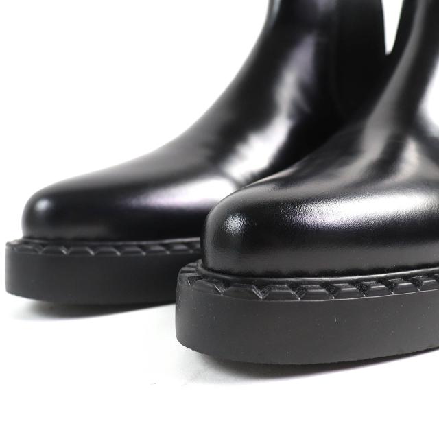 未使用品△PRADA プラダ チョコレート サイドゴア ブラッシュドレザー