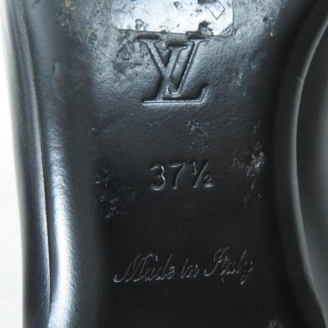 裏張り新品　美品　ルイヴィトン　LV金具　ゴールド　レザー　ローファー　スクエア 美品◎LOUIS VUITTON ルイヴィトン 2020年製 LVロゴ金具