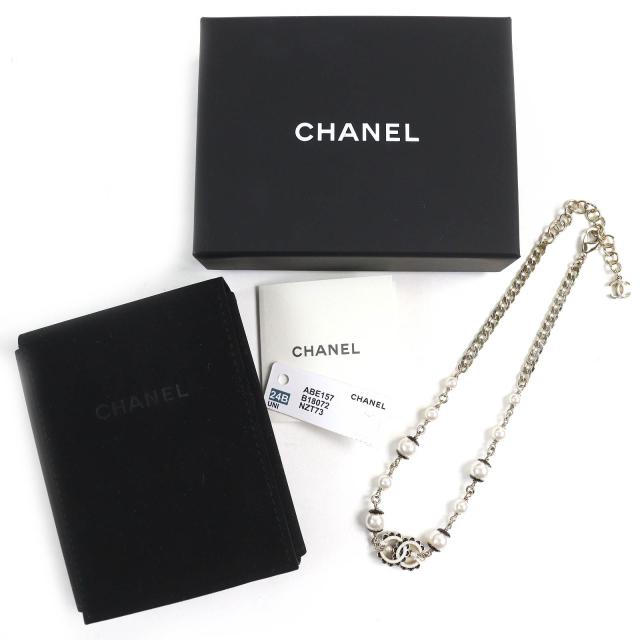 未使用品△CHANEL シャネル ABE157 C24B ココマーク パール コスチューム ネックレス チョーカー アクセサリー ゴールド 箱付き 仏製_1
