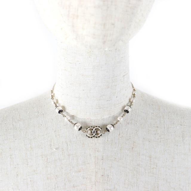 未使用品△CHANEL シャネル ABE157 C24B ココマーク パール コスチューム ネックレス チョーカー アクセサリー ゴールド 箱付き 仏製_3