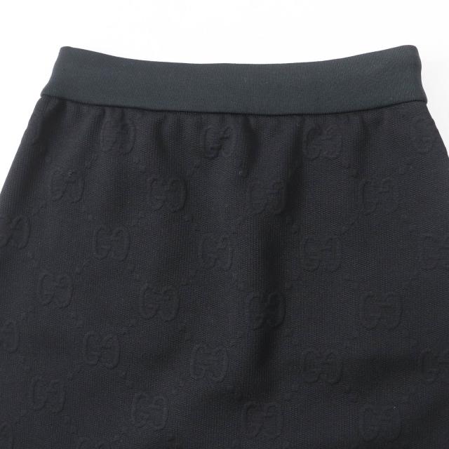極美品◎GUCCI グッチ 655183 GG柄 ジャージー ジャガード スカート ブラック S イタリア製 正規品 レディース