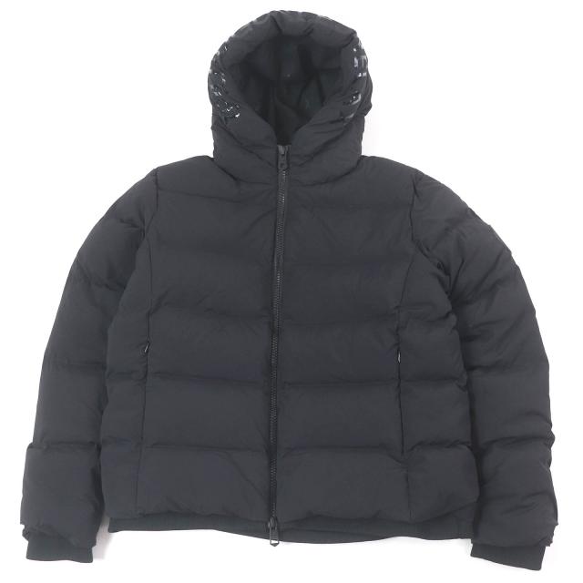 美品□1piu1uguale3 ウノピュウノウグァーレトレ RELAX バックロゴ フーデッド WZIP ダウンジャケット ブラック L 正規品 メンズ