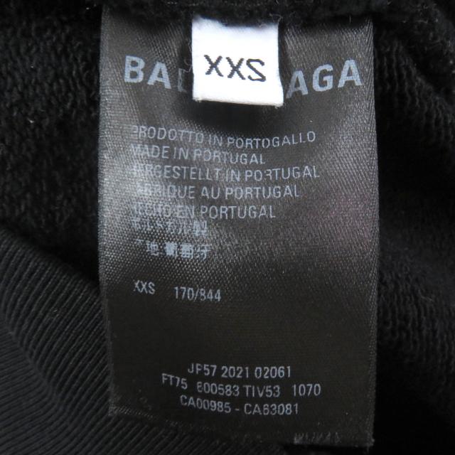 美品□BALENCIAGA バレンシアガ 2021年製 600583 キャンペーンロゴプリント オーバーサイズ プルオーバーパーカー ブラック XXS 正規品