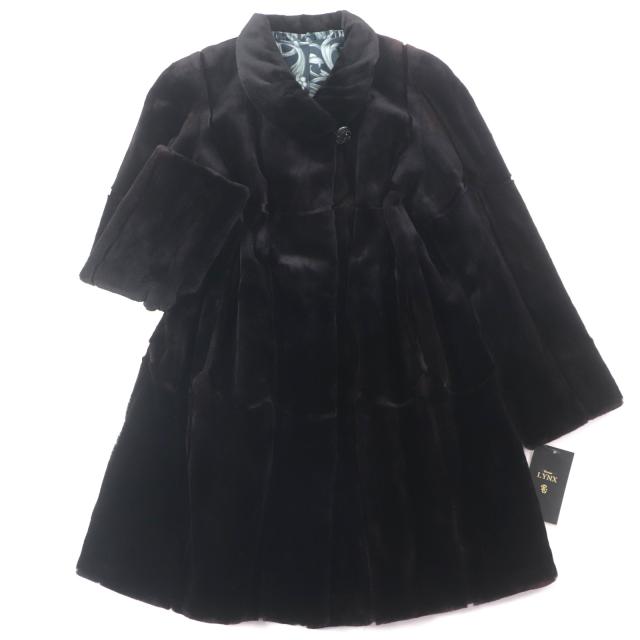 良品☆MINK ミンク 切替デザイン 本毛皮コート ダークブラウン