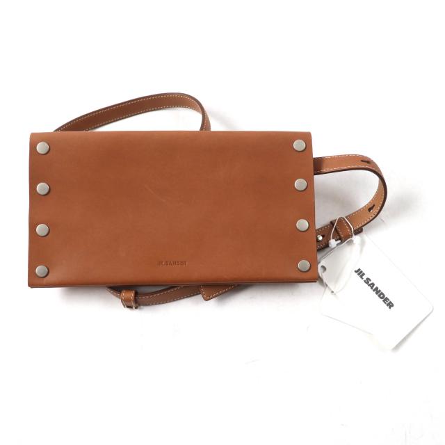 未使用品★JIL SANDER ジルサンダー JSMU840162 RIVET WALLET BELT リベット ウォレット ベルト ロゴ刻印 レザー ブラウン UNI 伊製