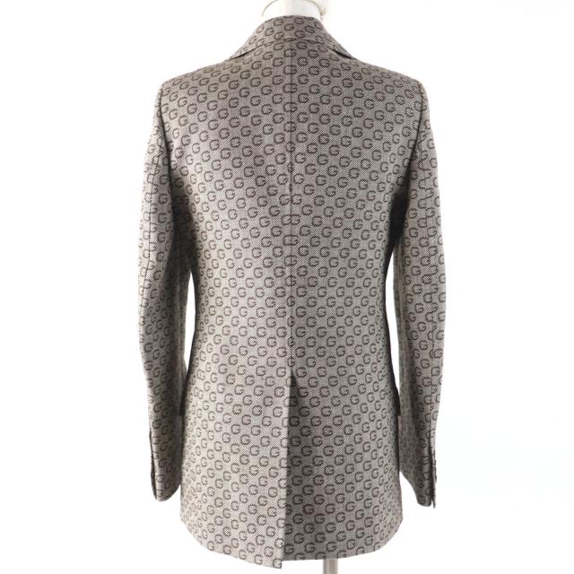 極美品☆GUCCI グッチ 652629 649337 ウール100％ ロゴ柄 ベスト・ジャケット 2点セット アンサンブル ブラウン 36 正規品 レディース_2