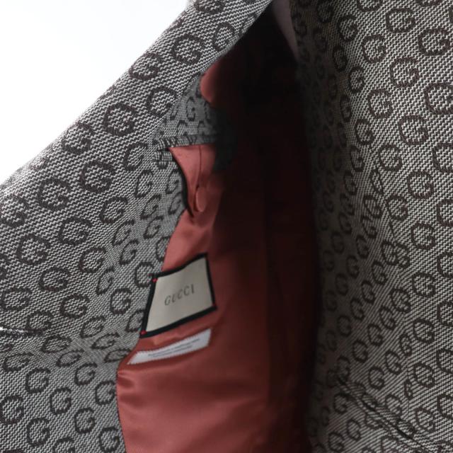 極美品☆GUCCI グッチ 652629 649337 ウール100％ ロゴ柄 ベスト・ジャケット 2点セット アンサンブル ブラウン 36 正規品 レディース 極美品☆GUCCI グッチ 652629 649337 ウール100％ ロゴ柄 ベスト