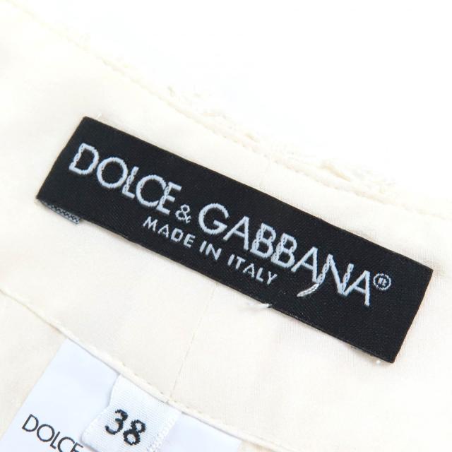 極美品△DOLCE&GABBANA ドルチェ&ガッバーナ 黒タグ コットン カットワークレース ショートパンツ 裏地シルク アイボリー 38 伊製 正規品_5