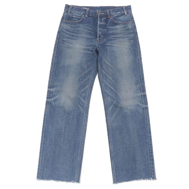 美品□CELINE セリーヌ N799365M07DU ボタンフライ カットオフ デニムパンツ ジーンズ インディゴブルー 28 日本製 正規品　メンズ