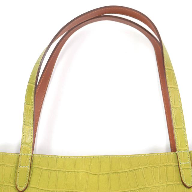 極美品□Felisi フェリージ 15/50-SA エンブレムロゴ クロコ型押し レザー トートバッグ 書類バッグ グリーン系 保存袋付き メンズ