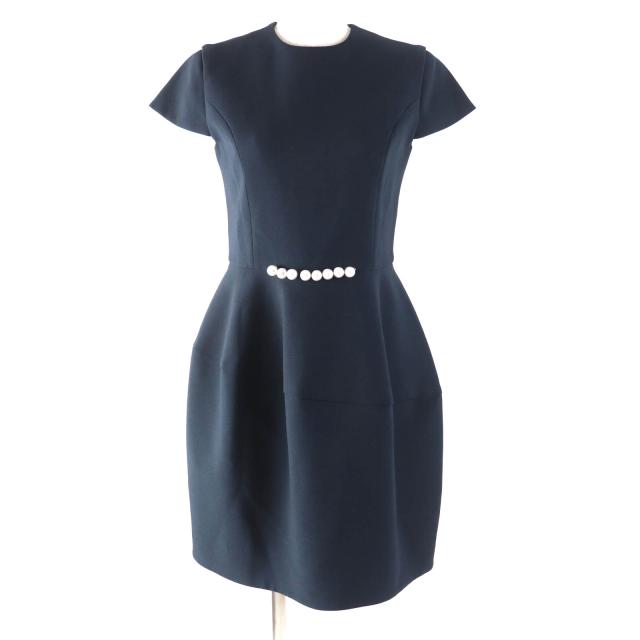 YOKO CHAN ブラック 半袖 ひざ丈ワンピース ヨーコチャン YOKO CHAN