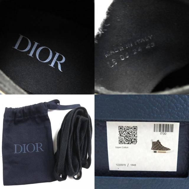 未使用品△DIOR ディオール オム 3SH126ZSA H961 B23 オブリーク ロゴ ハイカットスニーカー ブラック ベージュ 43 保存袋付 伊製 メンズ_9