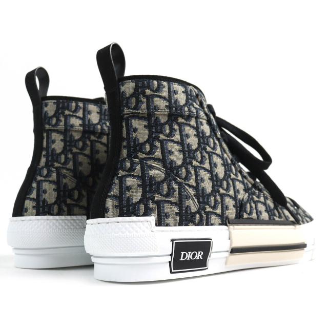 未使用品△DIOR ディオール オム 3SH126ZSA H961 B23 オブリーク ロゴ ハイカットスニーカー ブラック ベージュ 43 保存袋付 伊製 メンズ_4