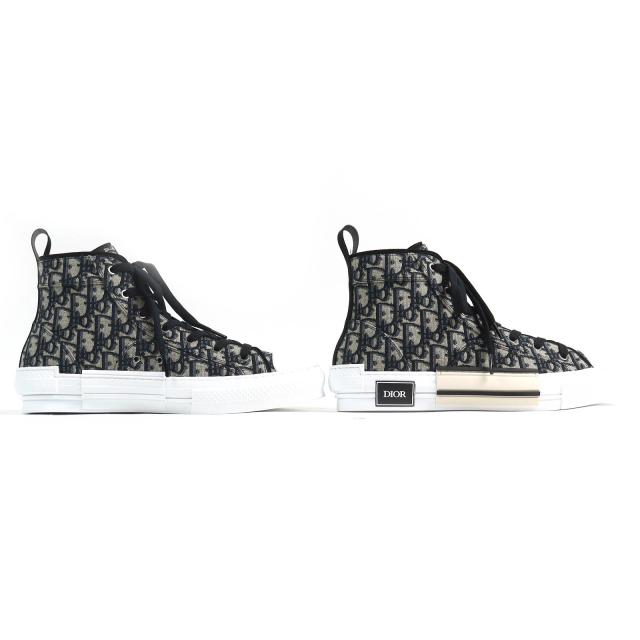 未使用品△DIOR ディオール オム 3SH126ZSA H961 B23 オブリーク ロゴ ハイカットスニーカー ブラック ベージュ 43 保存袋付 伊製 メンズ_6