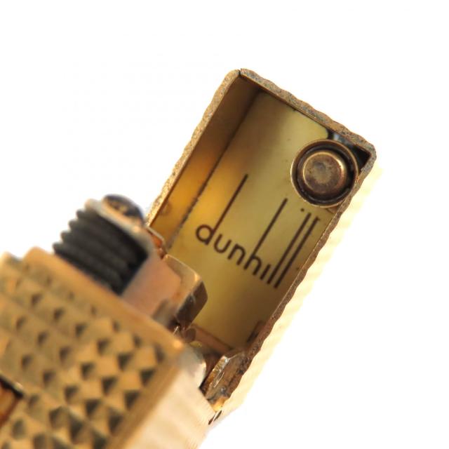 良品△Dunhill ダンヒル 総柄 ロゴ刻印 スクエア ローラー式 ガスライター 喫煙グッズ ゴールド メンズ 着火確認済み_8
